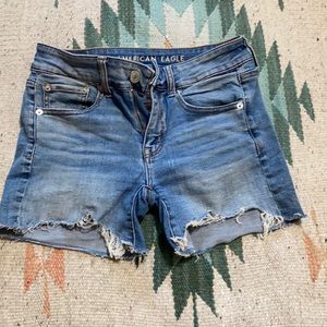 guc American Eagle midi denim distressed shorts